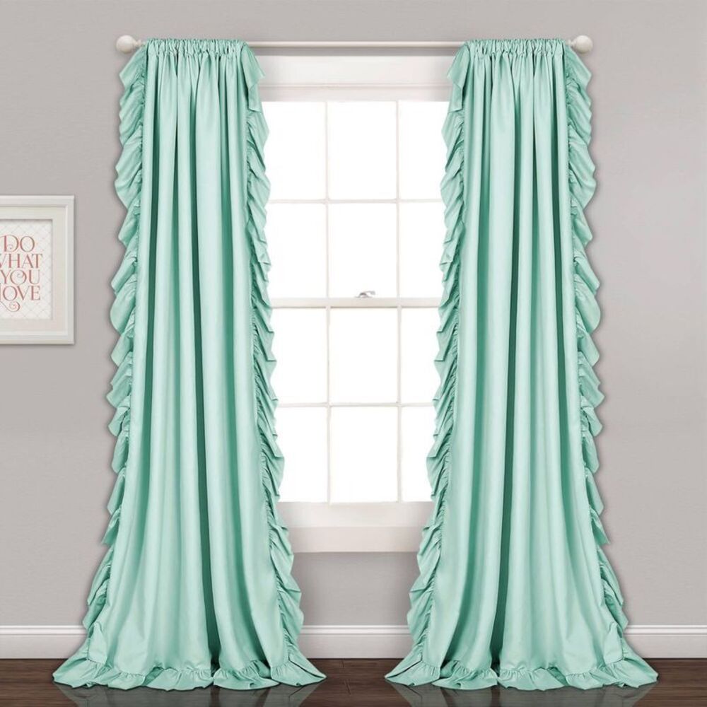 Set of 2 (84"x54") Reyna Filtering Window Kids' Curtain Panel Mint